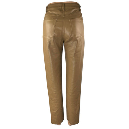 Aritzia Wilfred Women Tan Faux Leather Vegan Straight Leg Trousers Pants Size 0