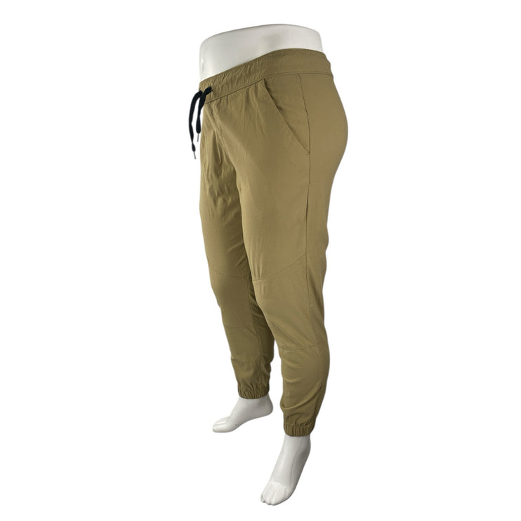 Iron Co Women's Tan Khaki High Rise Drawstring Jogger Tapered Trousers Pants L