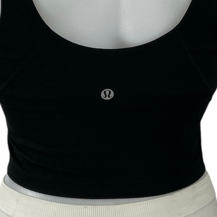 Lululemon Transcend Black Yoga V Neck Gym Athletic Sports Bra Crop Top Size S