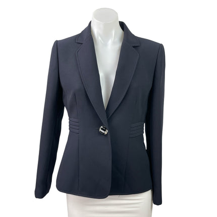 Tahari Arthur Levine Navy BlueNotch Collar Long Sleeve Blazer Coat Jacket Top 4