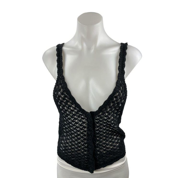 Urban Outfitters Sommer Crochet Sleeveless Deep V Neck Button Up Cami Tank Top S