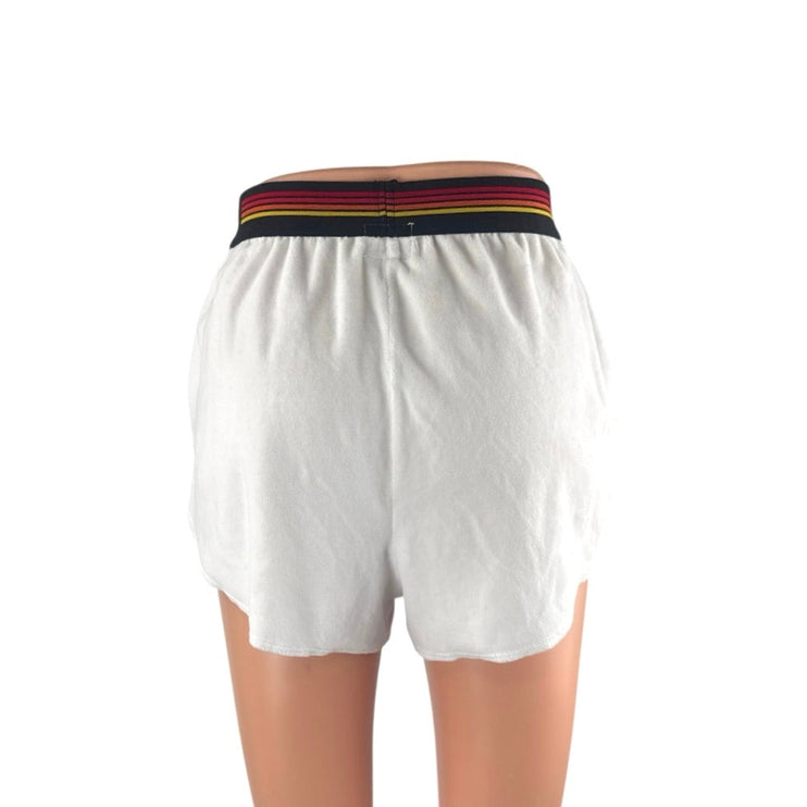 Aviator Nation Women's White Stripe Elastic Waist Jogger Lounge Shorts Size S
