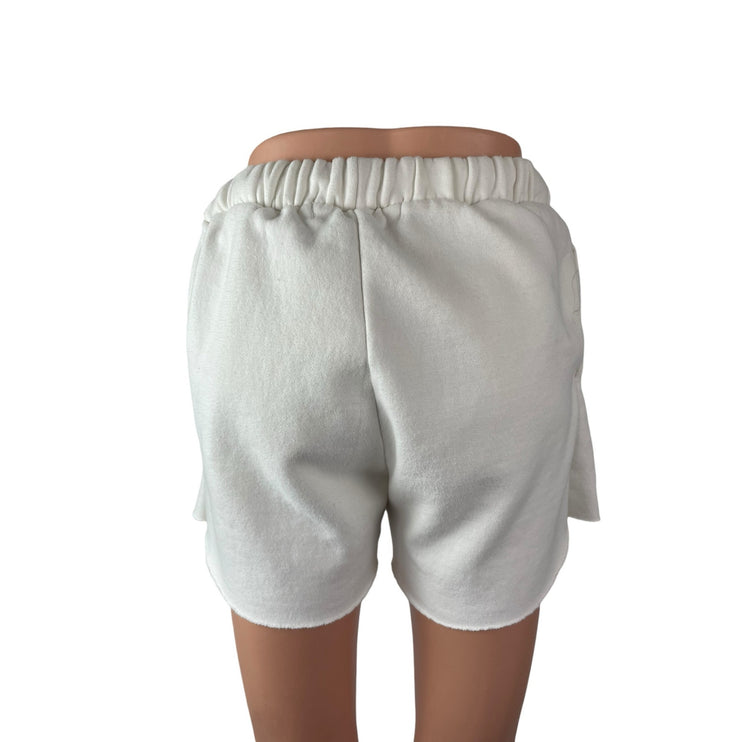 Vintage Havana Women's White Fleece Wide Leg Lounge Athletic Sweat Shorts Sz XS