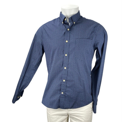 IZOD Saltwater Men's Blue Long Sleeve Button Down Pocket Dress Shirt Top Size M