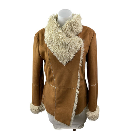 Cupcakes & Cashmere Penny Lane Women's Brown Faux Suede Faux Fur Coat Jacket S