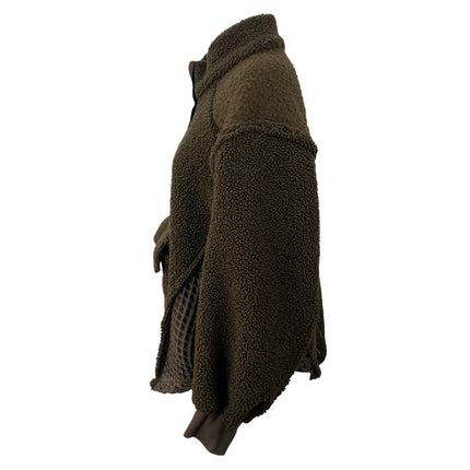 Urban Outfitters BDG Kas Sherpa Fleece Brown Mock Neck Long Sleeve Coat Jacket S