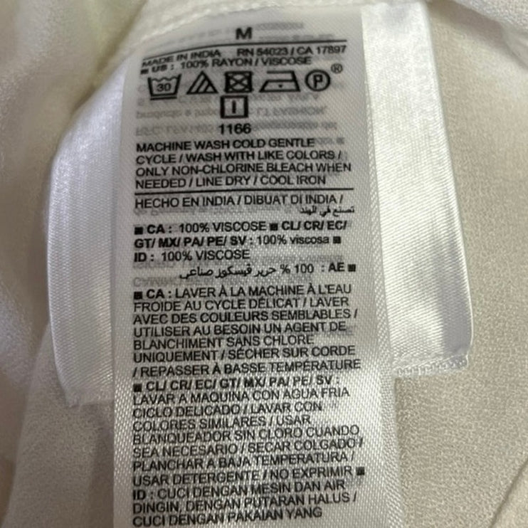 Old Navy White V Neck Long Sleeve Relaxed Fit Casual Pullover Blouse Top Size M