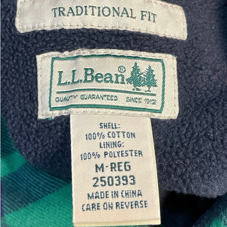 L.L. Bean Traditional Fit Men's Green Plaid Checkered Button Down Shirt Top Sz M