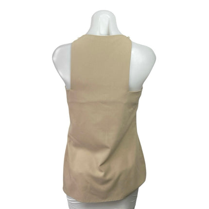Chiara Baschieri Beige Pleated Square Neck Sleeveless Halter Tank Blouse Top 42
