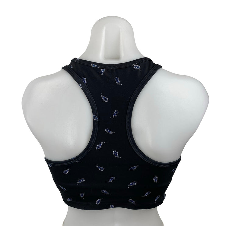 Aqua Athletic Women's Black Paisley Yoga Athletic Activewear Crop Tank Top Sz XS