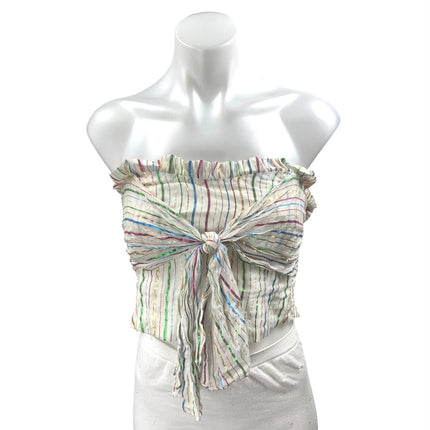 Do+Be Multicolor Striped Strapless Sleeveless Tube Bandeau Tie Crop Top Size M