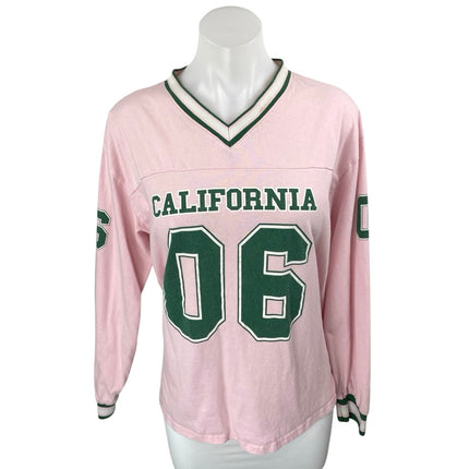 Edikted Women's Pink California V-Neck Long Sleeve Oversize Baseball T-Shirt M