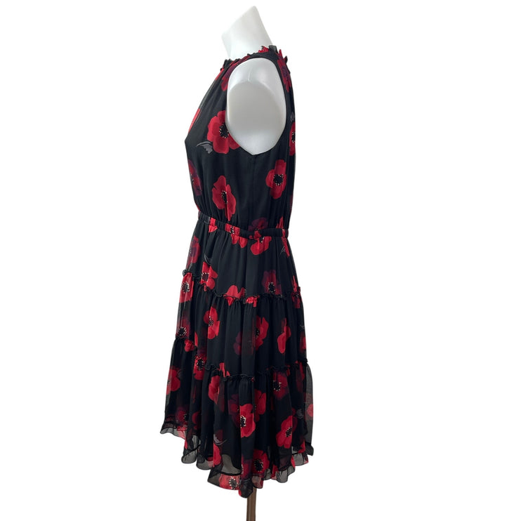 Kate Spade 100% Silk  Poppy Floral Tiered Ruffled Mini Flare A-Line Dress Size 6