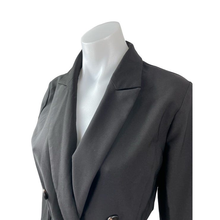 HAVE Women's Black Long Sleeve Double Breasted Belted Trench Coat Jacket Size S