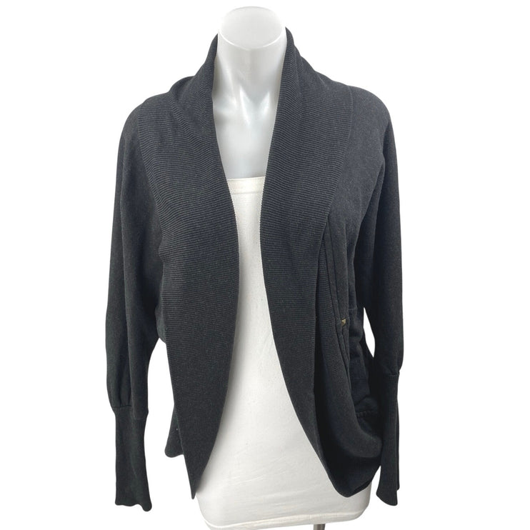 Aritzia Wilfred Women's Black Open Front Long Sleeve Knit Cardigan Sweater Top S