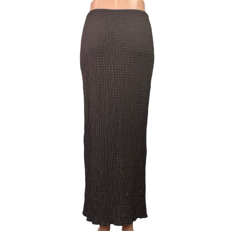 Zara Women's Dark Brown Drawstring High Waist Knit Pencil Maxi Skirt Size S