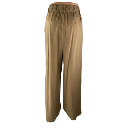 NEW Commense Women's Khaki Pleated High Rise Wide Leg Palazzo Dress Pants Size M