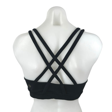 Lululemon Energy Black Sleeveless Cross Back Activewear Sports Bra Tank Top S/M