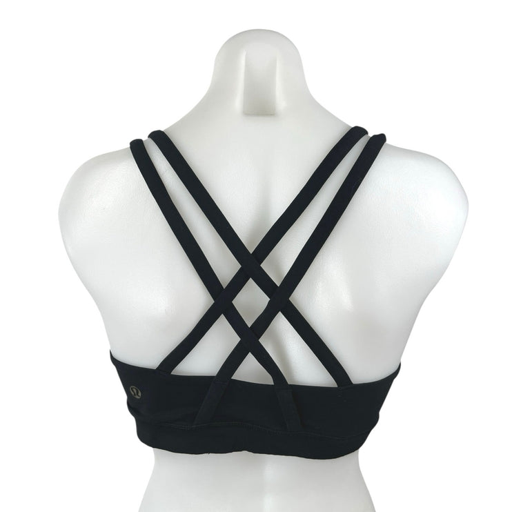 Lululemon Energy Black Sleeveless Cross Back Activewear Sports Bra Tank Top S/M
