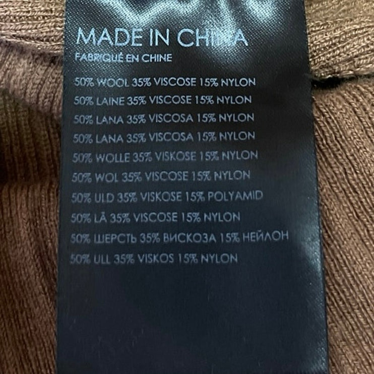 Club Monaco Men's Brown Rib Knit Long Sleeve Collared V-Neck Sweater Top Size L