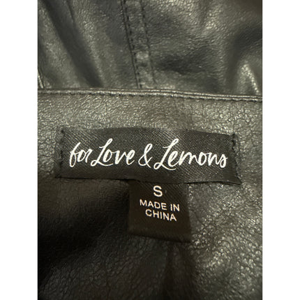 For Love & Lemons Dillon Black Faux Leather Belted Trousers Paperbag Pants Sz S