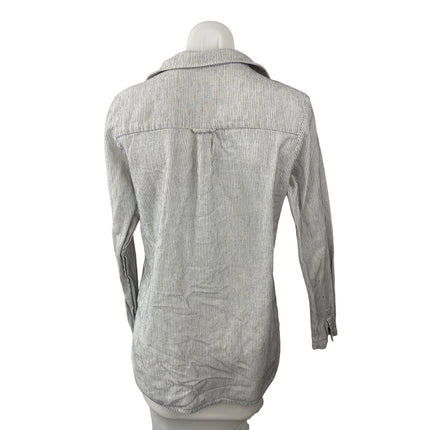 Friday's Project Striped Collar Long Sleeve Half Button Shirt Tunic Blouse Top S