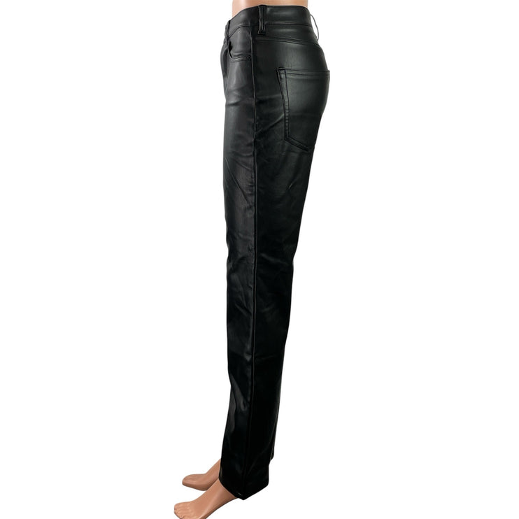AFRM Heston Women's Black Faux Leather Vegan Straight Trousers Pants Size S