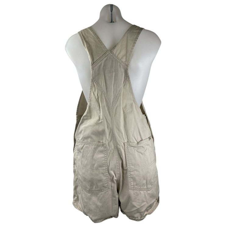 NY Khakis Beige Sleeveless Square Neck Overall Playsuit Jumper Shorts Romper M