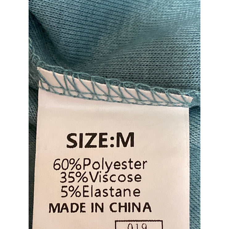 NEW Dokotoo Womens Teal Blue Half Sleeve Round Neck Loose T Shirt Tee Top Size M