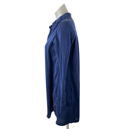 Michael Kors Women's Blue Long Sleeve Button Front Pleated Mini Shirt Dress 0