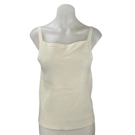 NEW Abercrombie & Fitch Cream Sleeveless Rib Knit Cami Camisole Crop Tank Top L