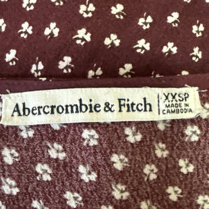 Abercrombie & Fitch Brown Floral Plunge V-Neck Long Sleeve Mini Wrap Dress XXS