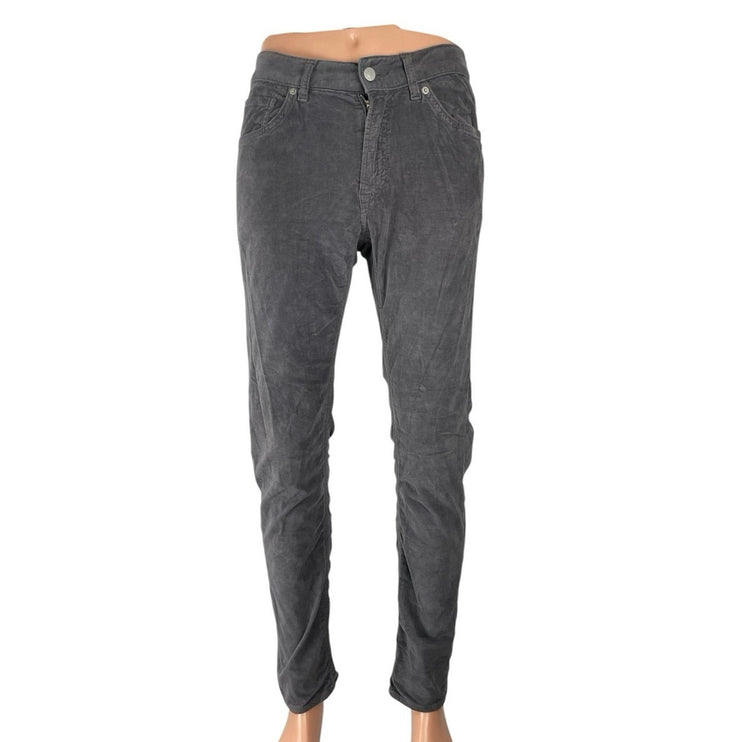 The Cords & Co Men's Gray Corduroy High Rise Slim Tapered Denim Jeans Pants 30