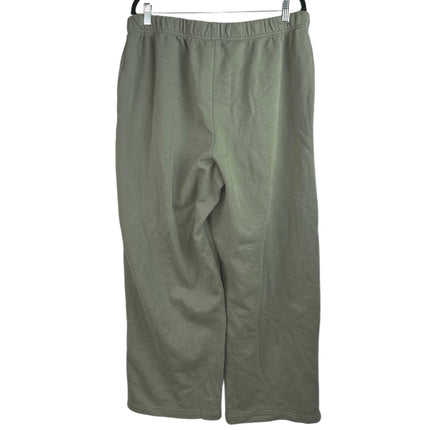 NEW GAP Womens Green Fleece High Waist Straight Wide Leg Lounge Trousers Pants L
