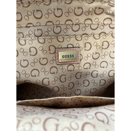 Guess Culkin Women's Beige Logo Monochrome Leather Shoulder Tote Bag Handbag OS