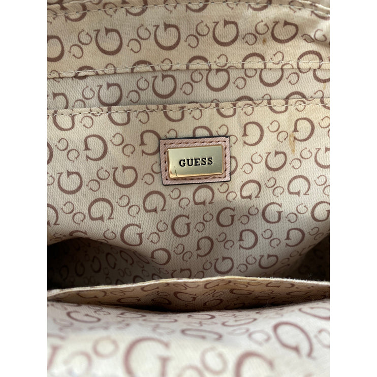 Guess Culkin Women's Beige Logo Monochrome Leather Shoulder Tote Bag Handbag OS