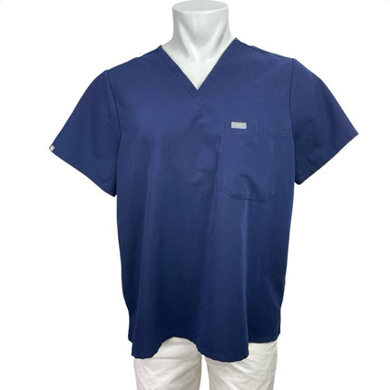 Figs Men's Navy Blue Short Sleeve V Neck Pocket Medical Nurse Scrub Top Size XL
