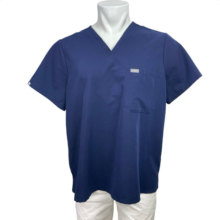 Figs Men's Navy Blue Short Sleeve V Neck Pocket Medical Nurse Scrub Top Size XL