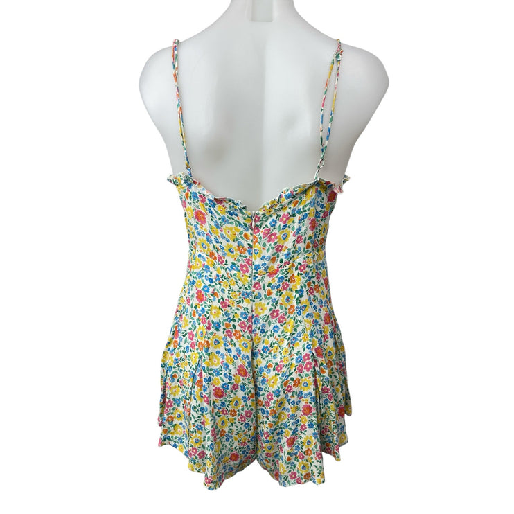 Victoria + Sophia Multicolor Floral Sleeveless Cami Sweetheart Romper Shorts M