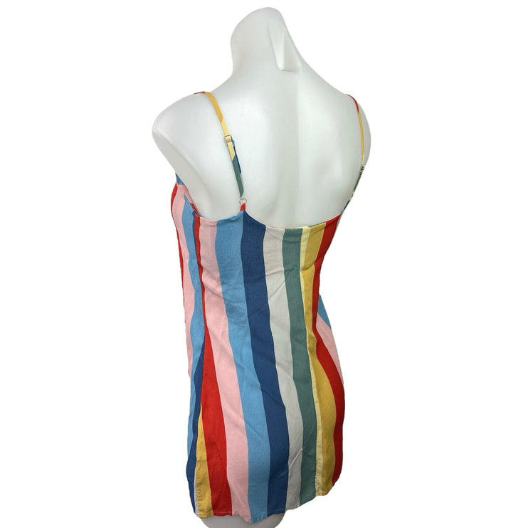 Reformation Jeans Rainbow Striped Adjustable Spaghetti Strap Tank Dress Size 0