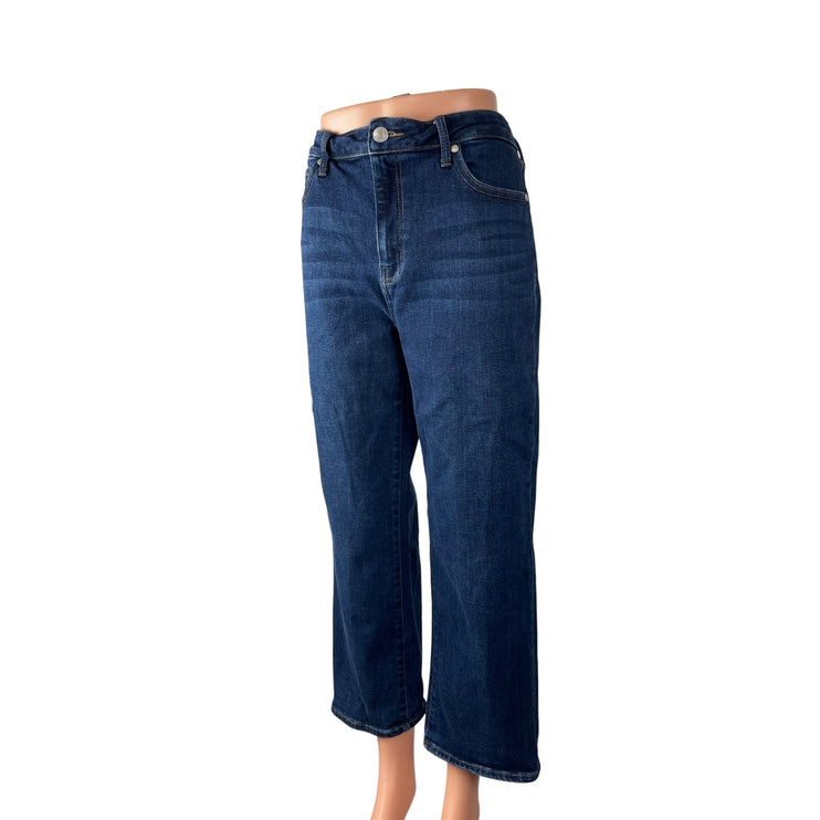 Quince Women's Blue High Rise Capri Baggy Straight Wide Leg Denim Jeans Pants 31