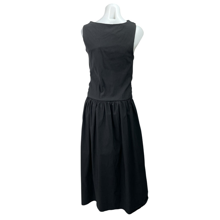 PrettyLittleThing Black Sleeveless Ruched Drop Waist A Line Maxi Dress Size 10