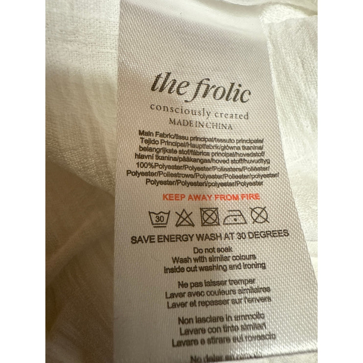 NEW The Frolic White Slit Drawstring High Rise Wide Leg Beach Pants Size XS