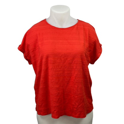 St. John Bay Womens Red Short Sleeves Textured Casual Tee T-shirt Top Size XL