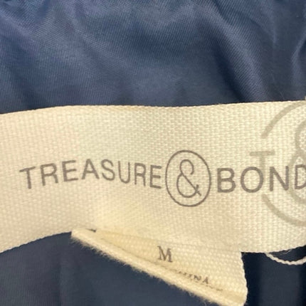 Treasure & Bond Women's Blue Wool Faux Fur Button Down Shacket Shirt Jacket Sz M