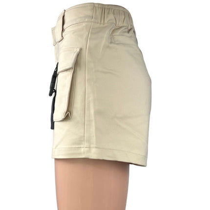 Salty Women's Beige High Waist Buckle Stretch Outdoor Hiking Cargo Shorts Size S