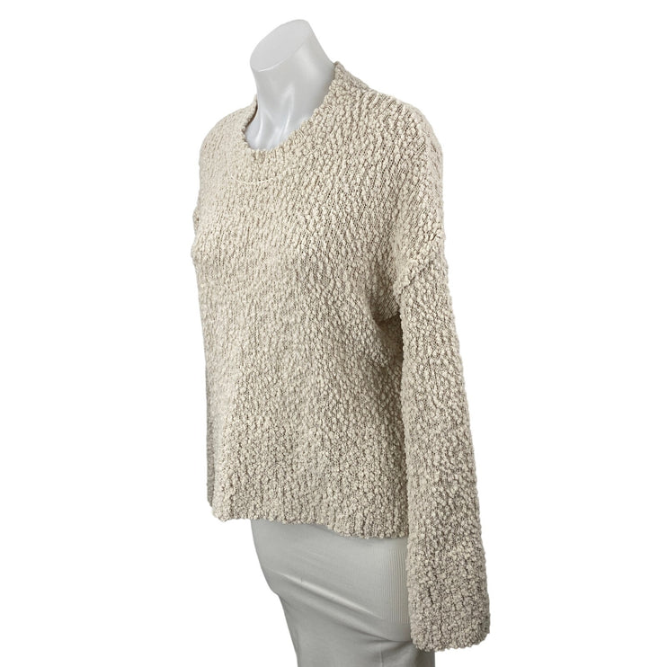 Bobeau Women's Beige Popcorn Knit Long Sleeve Crew Neck Sweater Top Size XS