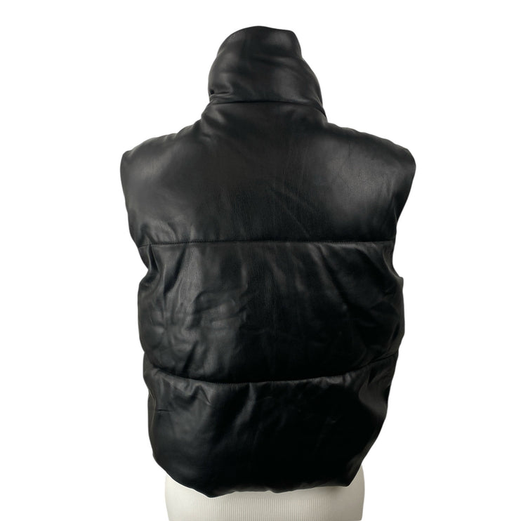 Zara Women's Black Stand Collar Sleeveless Puffer Quilted Vest Jacket Size S