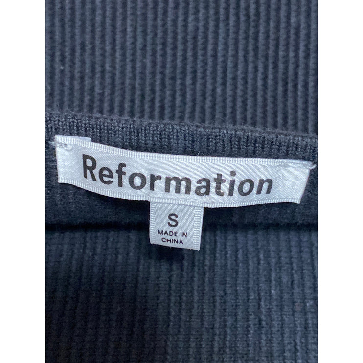 Reformation Womens Black Ribbed Knit Sleeveless Square Neck Cami Tank Top Size S