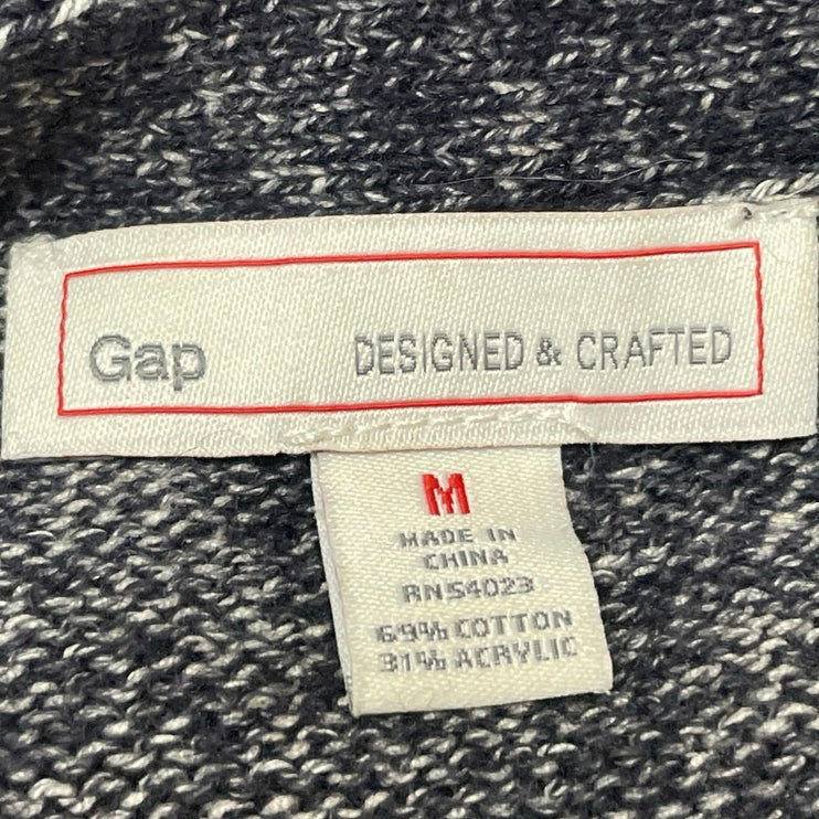 Gap Men's Heather Black Knit Button Down Pocket Long Sleeve Cardigan Sweater M